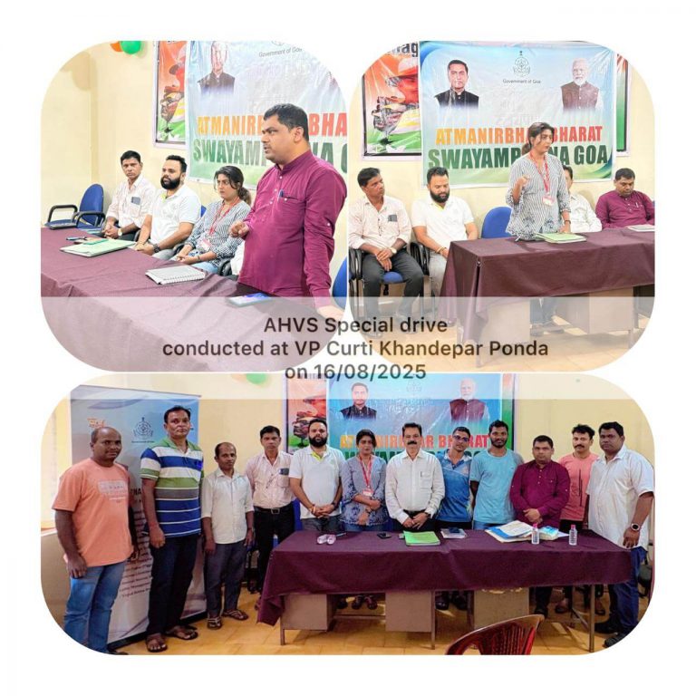 Awareness program on the Schemes of Animal Husbandry and Veterinary Services at Village Panchayat Curti -Khandepar